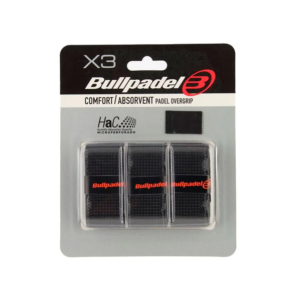 Pack 3 Overgrips Bullpadel Perforado Negro